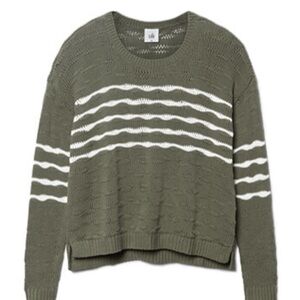 Cabi Olive Green Striped Sweater